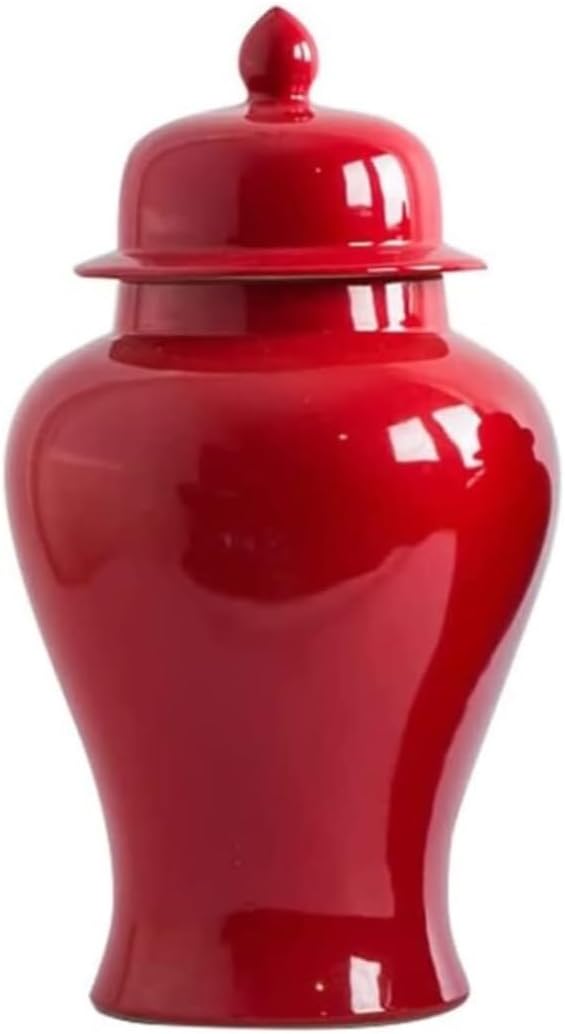 Food Storage Jar,Decorative Jar Ginger Jar Vase Decor Ceramic Red Ginger Jar with Lid Exquisite Beautiful Decorative Porcelain Jars Temple Jar with Lids Ginger Jars Storage,