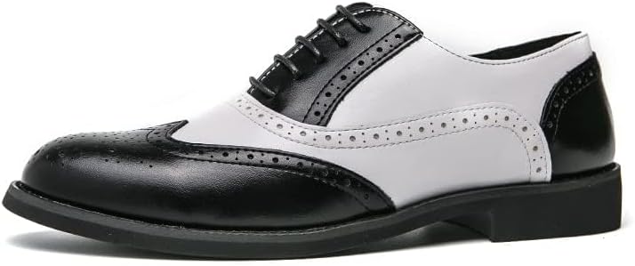 HuitJours Men Brogues Wingtip Lace up Classic Black Dress Shoes Derby Gatsby Prom Fashion Oxford - Image 5