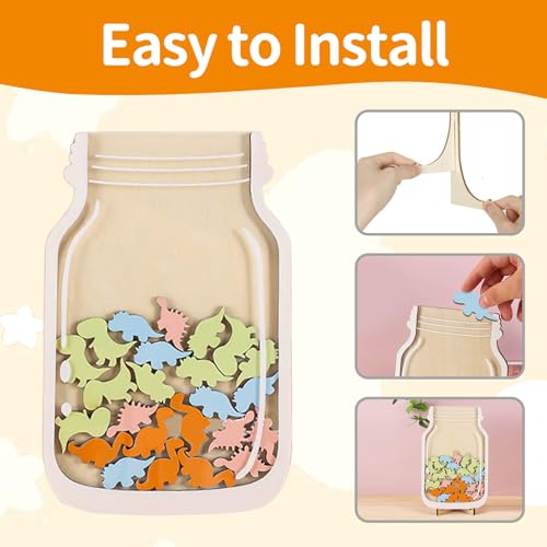CENCERY Wooden Reward Jar & Chart for Kids, Dinosaurs, 13.5cm x 21cm (5.31 inches x 8.27 inches) - Image 4