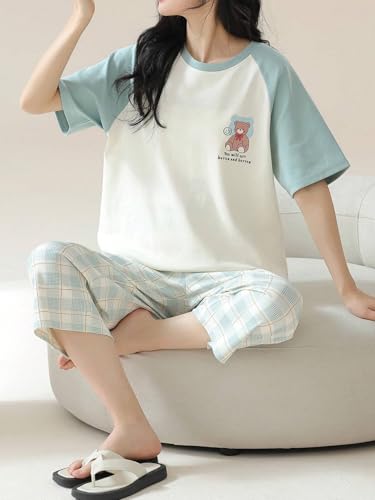 Image of Lymio Womens Korean Night Dress | Full Pyjama Set | Korean Nightsuit | Women Nightwear |Round Neck Full Sleeve Nightsuit | Loungewear | Everyday Nightdress (W-ND-2)