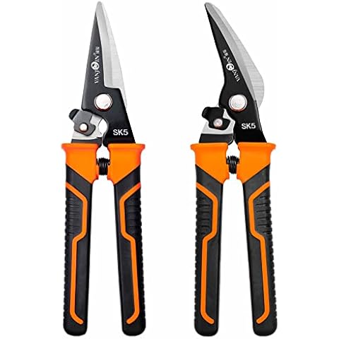 9-INCH Scissors Heavy Duty, 2 Packs Multi-Purpose Shears with Finely Serrated Curved Manganese Steel Blades and Safey Lock, All Purpose Scissors for School Office Home, Easy Cutting Various Items Cover