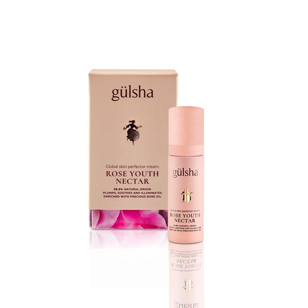gülsha Rose Youth Nectar Gesichtscreme, 98,8% Natürlicher Ursprung, Anti-Aging Feuchtigkeitscreme mit Rosenöl & Hyaluronsäure, Beruhigt, Polstert, Strafft, Für Alle Hauttypen, 30ml