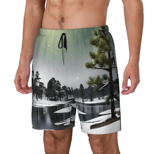 Pantalones cortos de natación para las vacaciones de verano en la playa con estampado de pinos 2