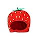 Produktbild ISAKEN Plüsch Erdbeere Hut Lustiger Obst Hut Stofftier Plüsch Erdbeere Puppe Erdbeerhaube Party Cosplay Kostüm Foto Booth Requisiten Cartoon Selfie Hut für Verkleidungen Party Kostüm Dekor