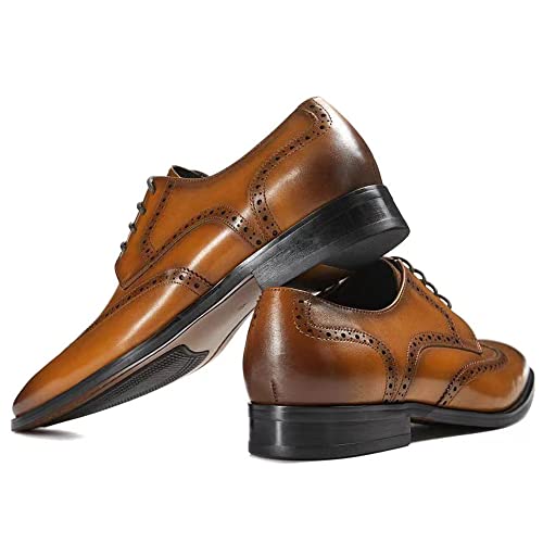 Gifennse Men's Oxford Shoes | Mens Dress Shoes | Mens Formal Shoes | Brown Lace Up Dress Shoes #TOP5