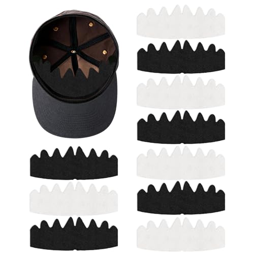 10 PCS Baseball Caps Inserts Flexible Washable Reusable Hat Sweat Liner Hat Liners Sweat Protection Hat Shaper Insert Hat Stiffener Baseball Cap Sweat Liner (Black & White)