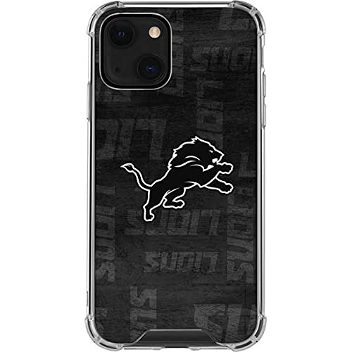 Skinit Clear Phone Case Compatible with iPhone 13 - Officially Licensed NFL Detroit Lions Black & White Design