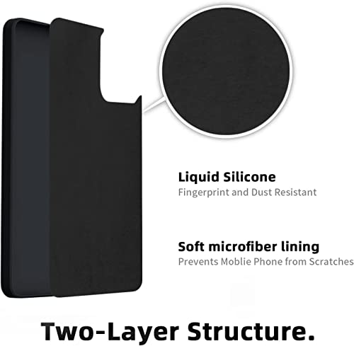 Image of DIZORO Liquid Silicone Case with Microfiber Cushioning Compatible for Samsung Galaxy S22 Plus 5G Shockproof Slim Back Cover, Gel Rubber Full Body Protection (Black)