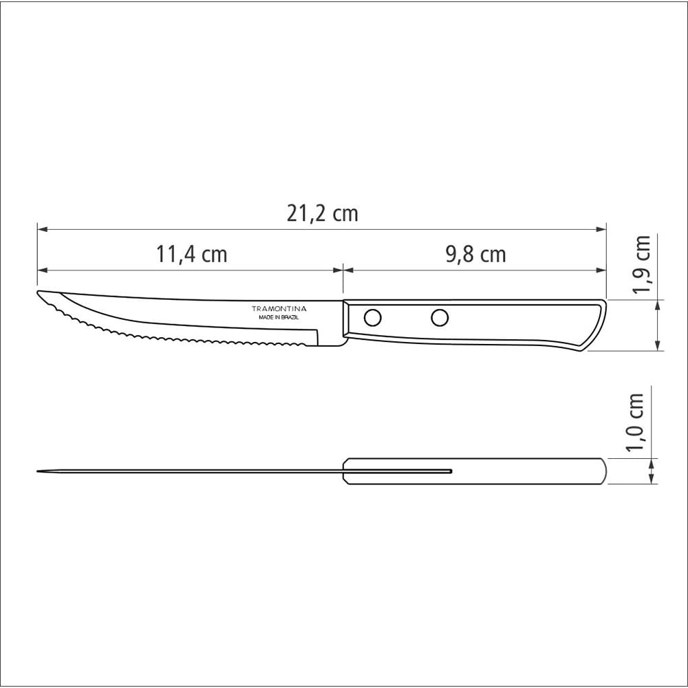 Tramontina Polywood Steak Knife, 5 Inches, Brown