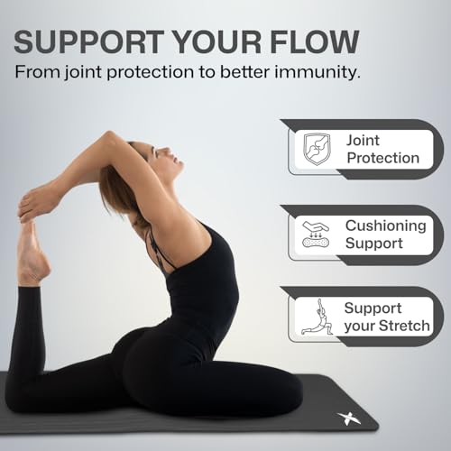 XN8 Padded Exercise Yoga Mat-NBR 15mm Thick with Carry Handle Strap for Pilates-Exercise-Aerobic-Gymnastics-home exercises-fitness-Camping-Gym-Non Slip