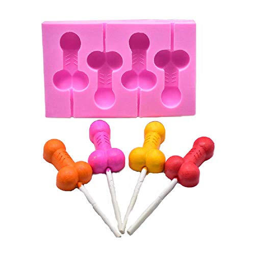 Non-Stick 3D Penis Dick Tray Chocolate Mold (Pink) 4-Cavity Premium Food-Grade Silicone for Chocolate, Beverage, Baking, Decoration, Art and Craft - Ideal for Bachelorette Hens Parties, Bridal Showers