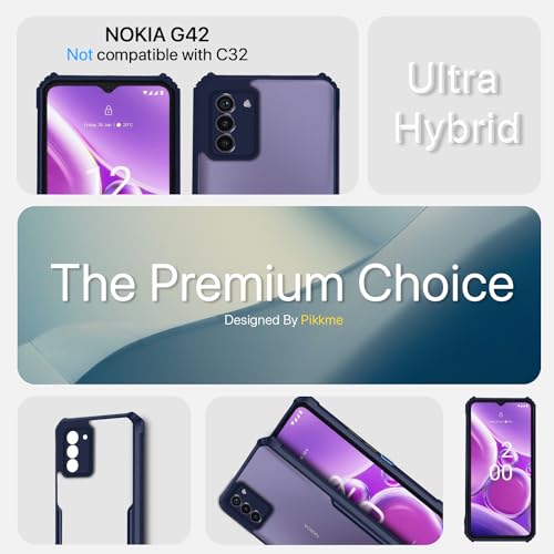 Image of Pikkme Nokia G42 5G Back Cover | Crystal Clear Transparent Back | Ultra Hybrid | Full Camera Protection | Raised Edge | Bumper Back Case (Blue)