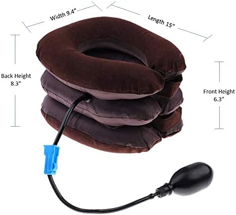 Inflatable Cervical Neck Traction Air Inflatable Pillow Neck Head Stretcher Pain Relief Collar (for Adults, Brown) - Image 3