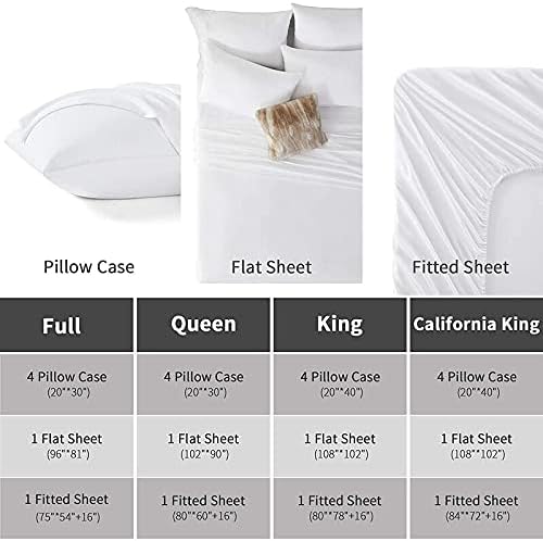 Miniatura 6 de Juego de sábanas tamaño King, juego de 6 piezas, sábanas de 400 hilos, 100% algodón egipcio, bolsillos profundos, ajuste fácil, sábanas tamaño King,