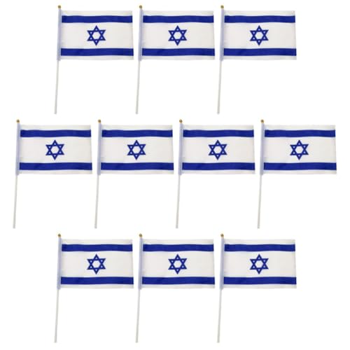 Ciieeo Lot de 10 Drapeaux Israéliens Décoratifs en Polyester 14 X 21 Cm, Drapeaux Nationaux Légers pour Jardin, Fêtes et Décoration Extérieure, Bannières Suspendues pour Festivals