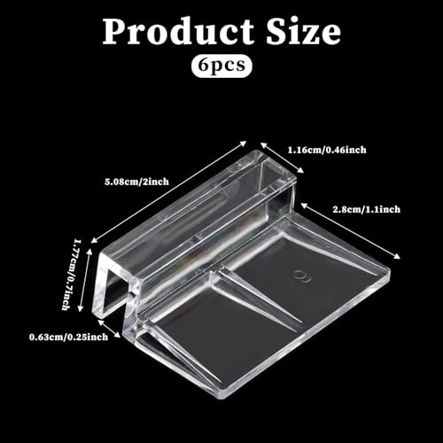 Image of Sliverdew 6 PCS Aquarium Lid Clips, 6mm Clear Acrylic Fish Tank Lid Holder Aquarium Cover Support Clamps for Rimless Aquarium Glass Top, Plastic Fish Tank Cover, Aquarium Hoods