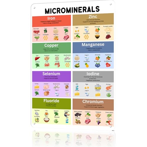 Microminerals Nutrition Chart Metal Tin Sign - Food Sources &