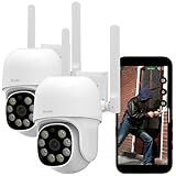 7links WLAN Kamera mit Mikrofon: 2er-Set WLAN-Pan-Tilt-Outdoorkameras, 2K, Tonerkennung, Farbnachtsicht (Farb Nachtsicht Kamera, Infrarot Nachtsicht, IP)