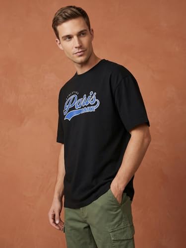 Image of Nobero Men's Oversized Graphic T-Shirt for Men | Soft Cotton | Drop Shoulder Relaxed Fit | Printed Casual Tshirt for Men