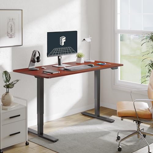 FLEXISPOT E6 MAX Dual Motor 60x24 Inch 3-Stage Heavy Duty Standing Desk, 330lbs Weight Capacity, Height Adjustable Desk w/Cable Management & Wheels (Seamless Mahogany Desktop + Black Frame)