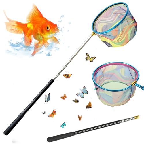 Red de Acero al Carbono Red de Pesca Cazamariposas, Redes Telescópicas Pesca Red Niños de 52 a 88 CM Adecuada para Atrapar Insectos, Pescar, Nadar en la Piscina, Actividades al Aire Libre, Etc