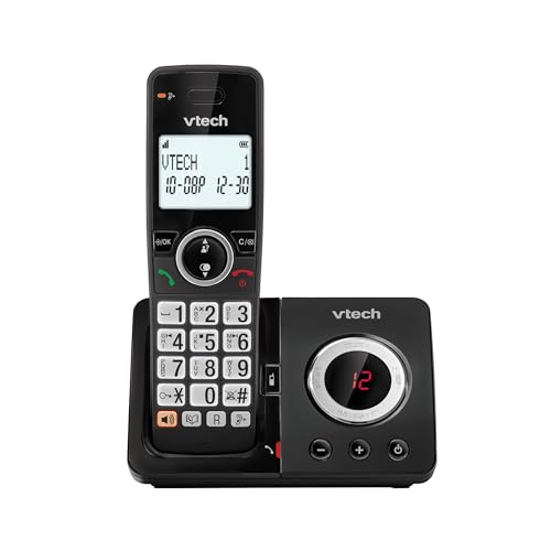 VTech EA5050 DECT Cordless Phone with Answering Machine Nuisance Call Blocker Volume Booster Easy-to-Read Backlit Display 18 Hours Talk-time Handsfree Speakerphone Single Handset