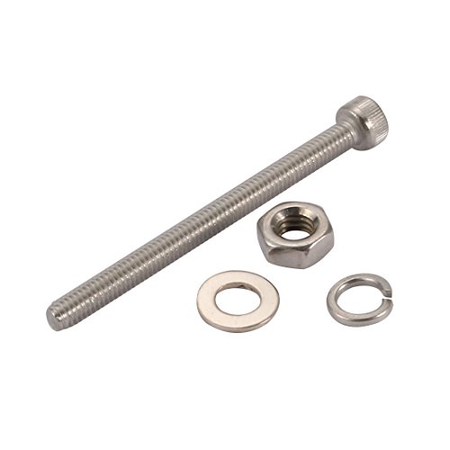 Sourcingmap 10pcs M4x50mm 304 Stainless Steel Knurled Hex Socket Head Bolts Nuts w Washers, Silver Tone - Image 4