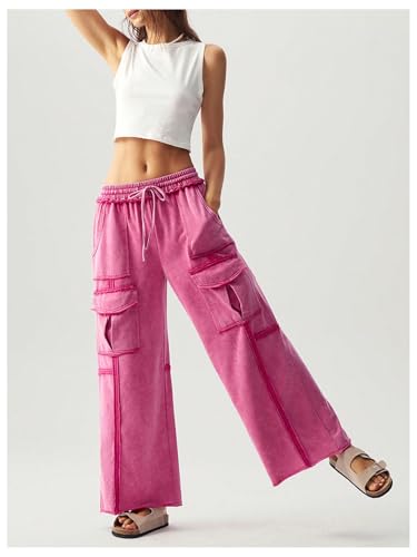 SHENHE Women's Y2k Baggy Cargo Pants Wide Leg Elastic Waist Drawstring Hip Hop Trousers4