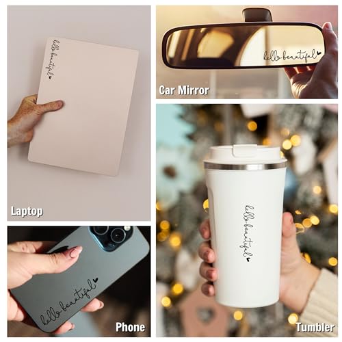Image of Miarita 3X Hello Beautiful Rearview Mirror Decal, Vanity Mirror Stickers, Rear View Mirror Sticker (Hello Beautiful Black)