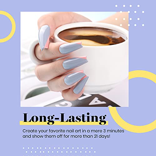 Image of Beetles Grey Gel Nail Polish, 15ml Summer Blue Gel Polish Soak Off UV LED Nail Lamp Nail Art Manicure Salon DIY Home 0.5Oz Nail Polish for Women