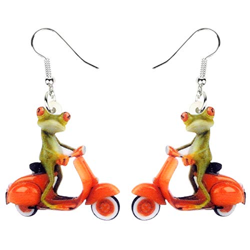 DUOWEI Acrylic Charms Frog Drop Earrings Fancy Cartoon Dangle Jewelry Novelty Party Gifts for Women Lover Teens Kids (Red)