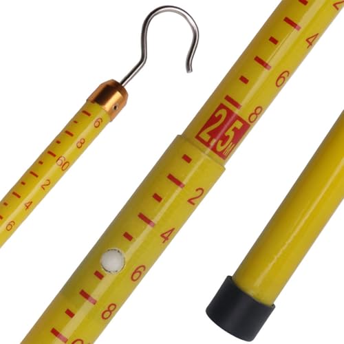 伸縮式ロッド高さ、測定ロッド範囲荷重高さ、フック付き調節可能な距離測定ポール、電気測定ツール、絶縁伸縮定規、伸縮定規、電気技師用(Yellow,6m/19.7ft)