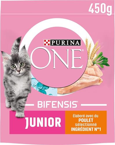 PURINA ONE Bifensis Junior | Croquettes Au Poulet pour Chaton | Sac de 450g (L'emballage Peut Varier) (Lot de 5)