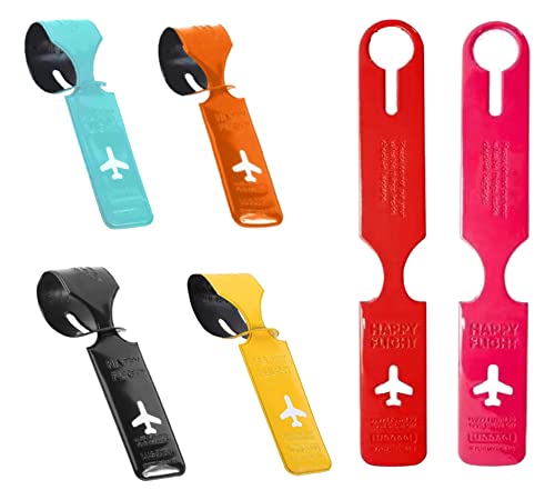 Maloftars Lot de 6 étiquettes de bagage, étiquettes d'adresse avec étiquette d'adresse, étiquette de valise de voyage étanche en PVC, étiquettes de bagage, accessoires de voyage pour homme femme Cover