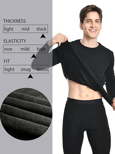 Nutria Mens Heavyweight Thermal Underwear Set Thick Fleece Lined Long Johns Extreme Cold Winter Base Layer Top and Bottom U082