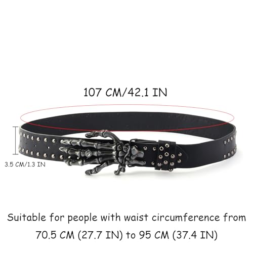 Women Fashion PU Leather Belt Punk Studded Belt for Jeans Pants Dresses Gothic Biker Accessories4