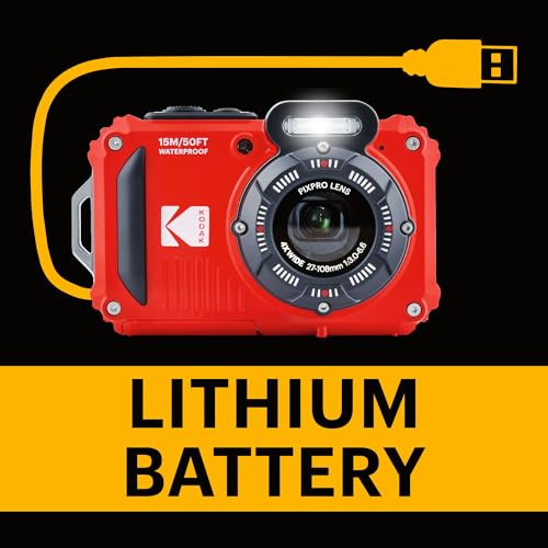 Image of KODAK PIXPRO WPZ2 Rugged Waterproof Digital Camera 16MP 4X Optical Zoom 2.7 inch LCD Full HD Video, Red