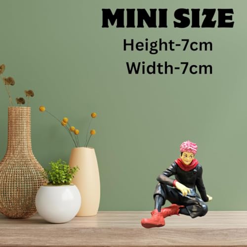 Image of Blue Aura Jujutsu Kaisen Yuji Itadori Height -7.5cm | Mini Figure | Multicolour PVC Collectible | Yuji Sitting Mini