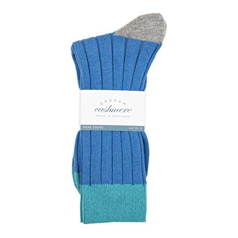 Graham Cashmere - Mens Cashmere Colour Block Rib Socks - Made in Scotland Cover