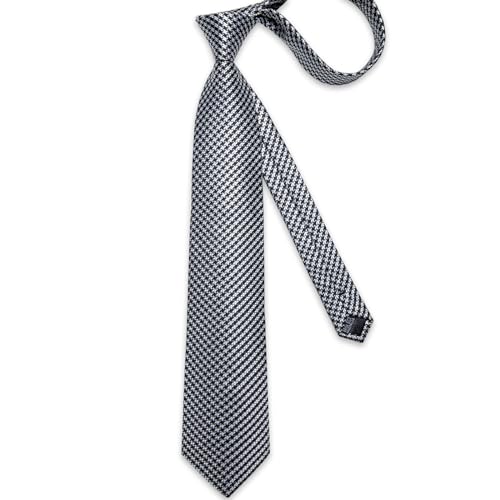 Image of DiBanGu Striped Tie Set for Men Silk Woven Plaid Necktie and Pocket Square Cufflinks Business Wedding