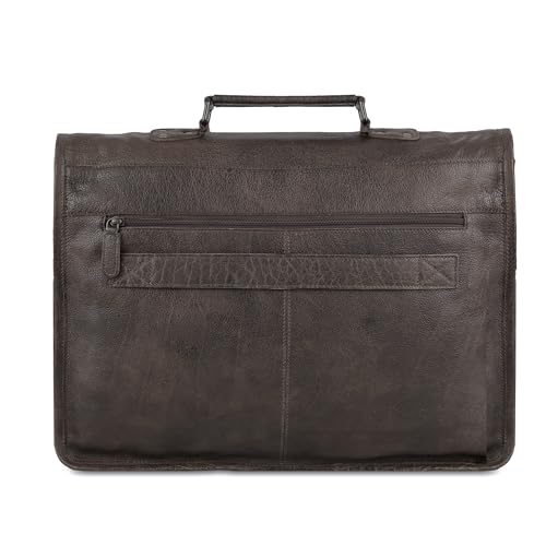 Image of Leather briefcase 18 inch laptop messenger bag for men and women best satchel office bag
