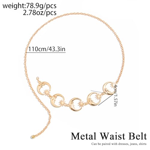 Western Metal Concho Belt for Women Boho Waist Chain Belt Metal Body Chain Belly Accessories for Country Concert Jeans Dresses4