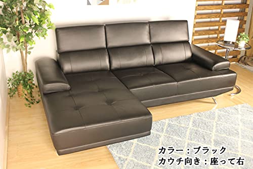 Amazon｜開梱設置無料 可動式ヘッドレスト付き 本革カウチソファ (座っ