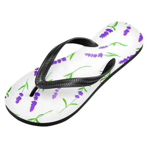 Lavender Flower White Flip Flops for Beach Thong Sandals Anti-slip Lightweight Flat Slippers for Travel Summer Outdoor2