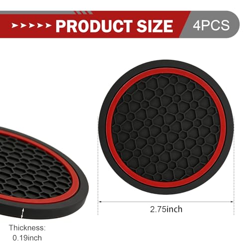 4PCS Portavasos para Auto Antideslizante 2.75" Rojo miniatura 2