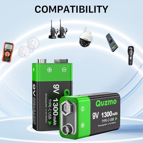 Baterías de litio de 9V recargables de alta capacidad 1300 mAh pack de 4 5