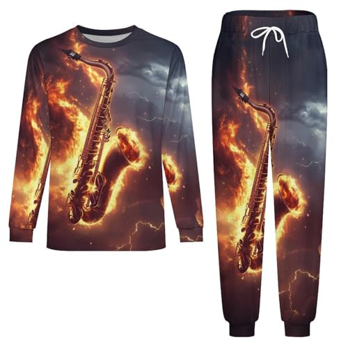 Sax Special-Effects Mens Pajamas Set Long Sleeve Sleepwear Pjs Set Shirts And Bottoms Sleep Sets Loungwear4