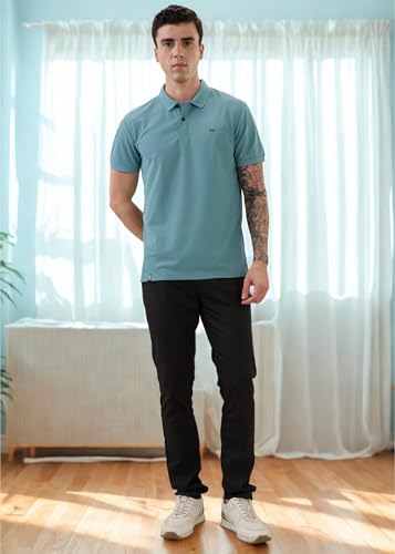 Image of Nostrum Cotton Half Sleeve T-Shirt for Men Boys, Regular Fit, Cherry, Stylish Mens T-Shirts, Polo T Shirt for Man, Collar T Shirts for Men