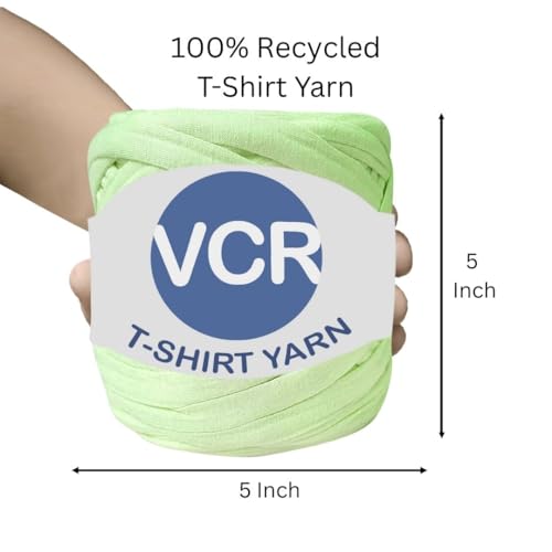 Image of VCR Light Pista Big T-Shirt Yarn, 100 Meters Length, Recycled & Fashionable Craft Yarn, Pack of 1, Suitable for Crochet, Knitting & DIY Bags, Baskets, Cushions & Home Decor Projects
