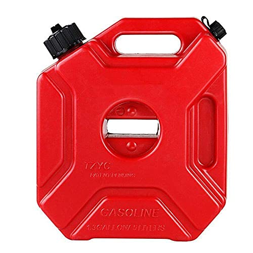 5L/1.3 Gallon Fuel Container, Gas Can Oil Petrol Storage, Cans Spare Emergency Backup Petrol Tanks Mount for Motorcycle SUV ATV Most Cars